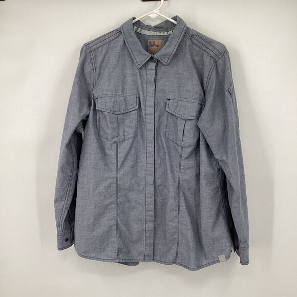 Womens 5.11 Tactical Athena Long Sleeved Snap Front Shirt XL blue‎ - Picture 1 of 7